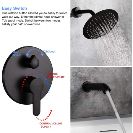 American Imaginations Wall Mount Stainless Steel Shower Kit In Black Color AI-34362
